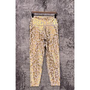 Carbon 38 Leggings Large Womens Gold Metallic Leopard High Rise 7/8 Athletic